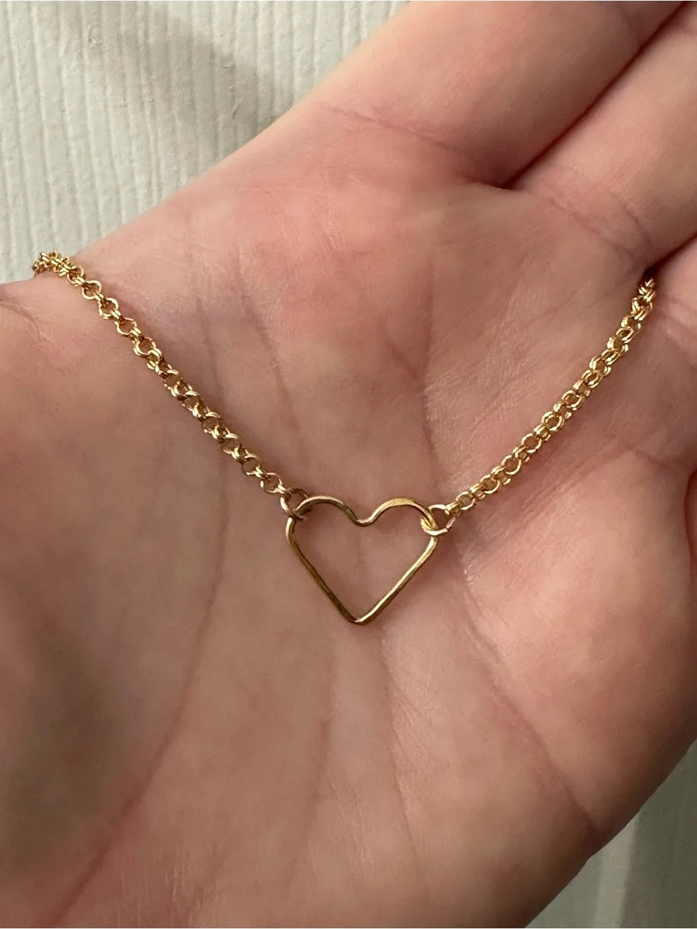 14k Gold-Filled Bracelet/Anklet Heart Connector Fancy Chain Handmade 9” NWOT